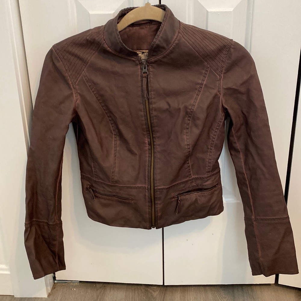 Hei Hei Faux Leather Petite Jacket Beautiful Color